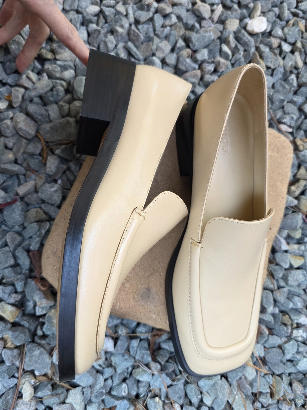 Vince Cream Square-Toe Leather Loafers